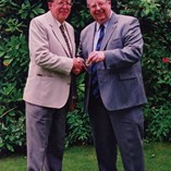 2000. ETTA AGM. Colin Hyland receiving his Vice-President's badge from Chairman, Alan Ransome.