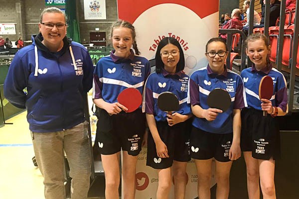 Scotland UK primary schools girls team with coach Lucy Elliot
